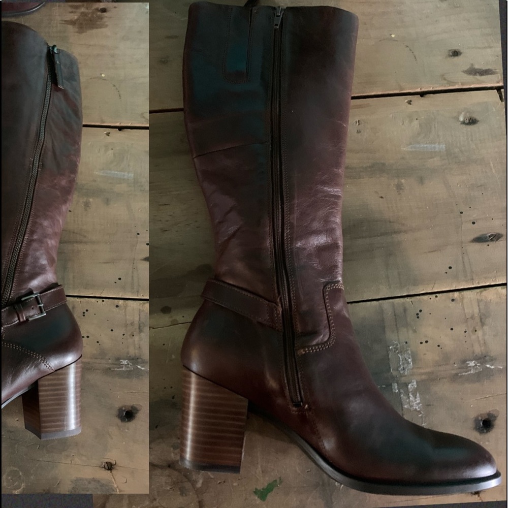NWOT SIZE 10 - ECCO Leather Shape 55 Stacked Heel Tall Boot - Picture 6 of 11